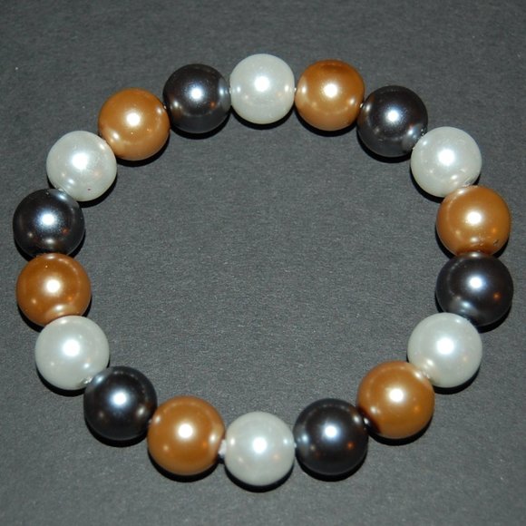 Chunky Bracelet,Large 14mm Beads,Glass Pearl Beaded Bracelet,Party Bracelet - Picture 1 of 2